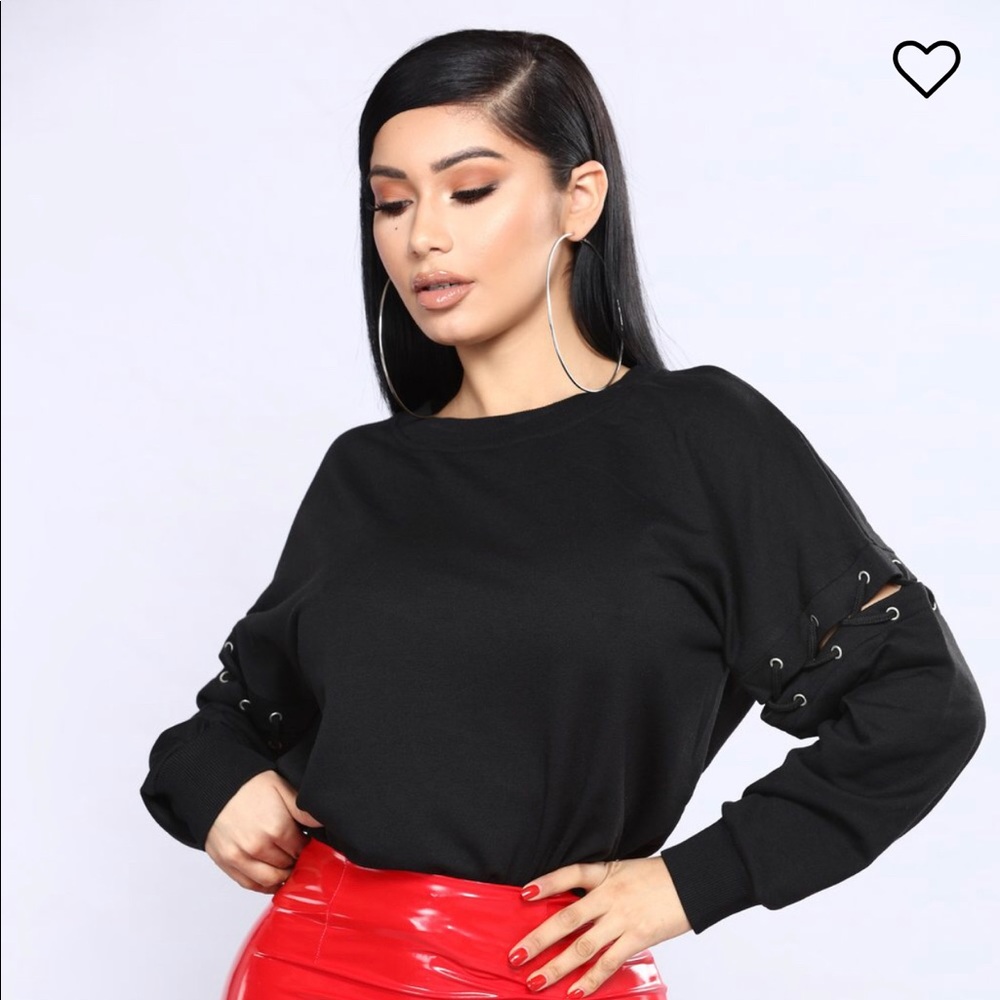 Cut Out Sleeve Crewneck